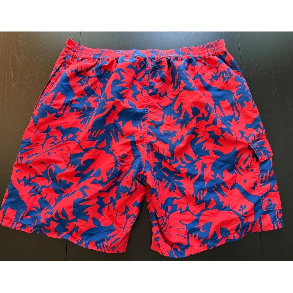 Polo Ralph Lauren Kailuna Safari Swim Trunks Mens XXL Red/ Blue Board‎ Shorts